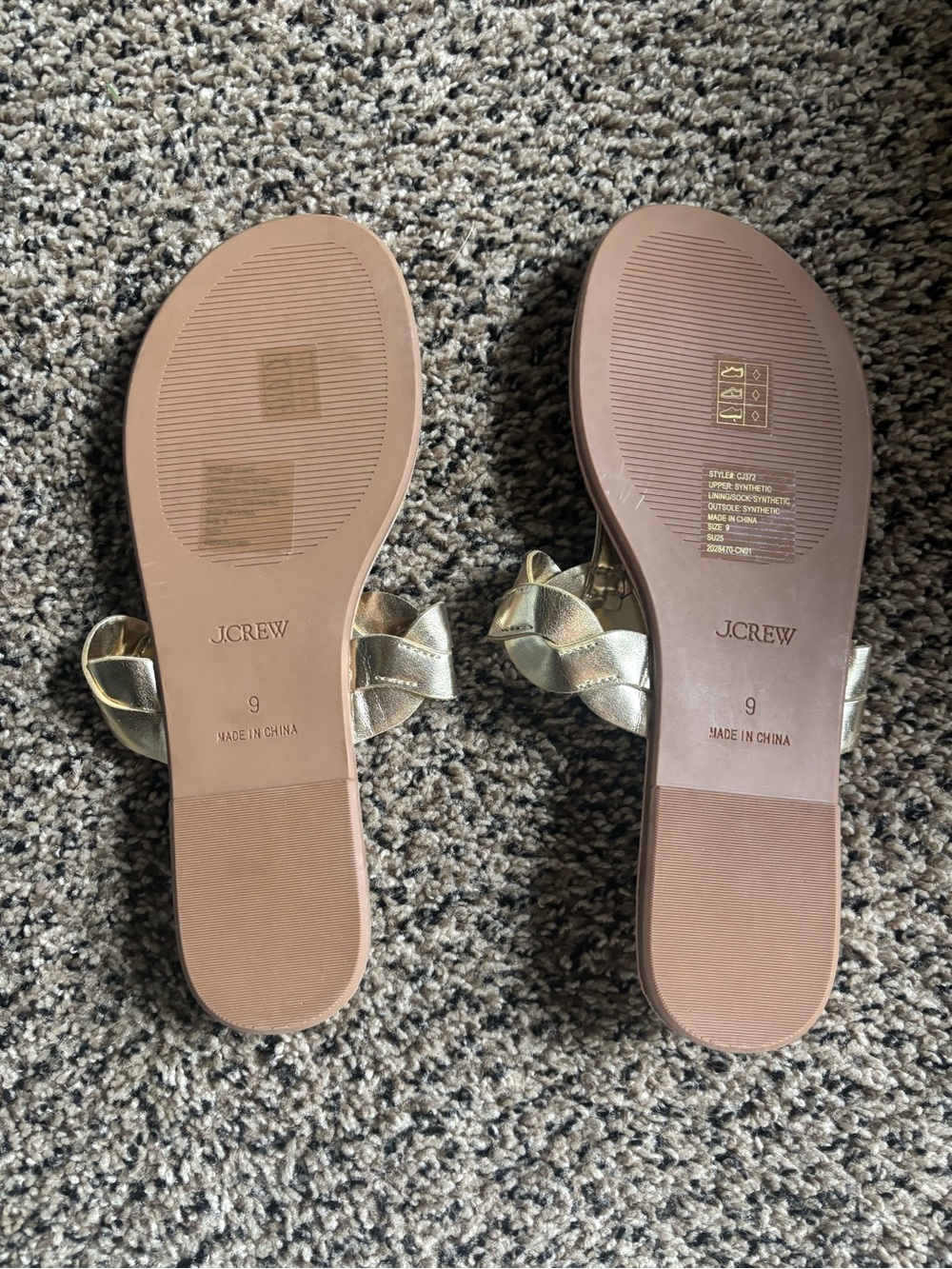 J. Crew Gold Braided Slide Sandals